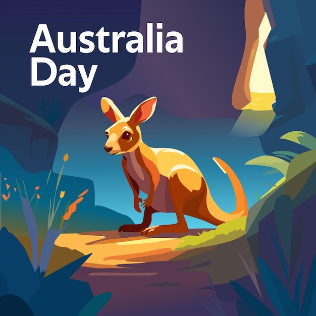 Canguro nel legno illustrazione per il poster della celebrazione del giorno dell'australia