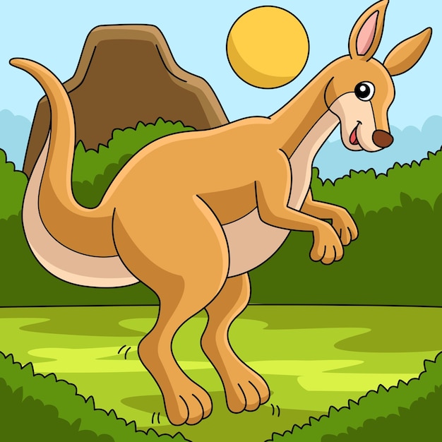 Kangoeroe dier gekleurde cartoon afbeelding