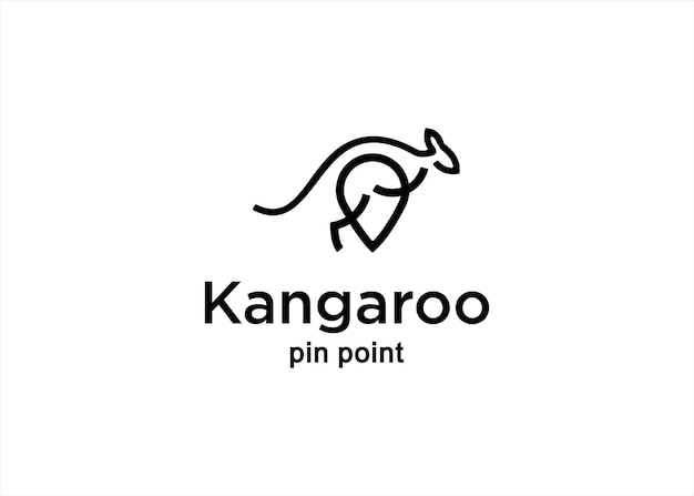 Vector kangoeroe dier logo met pin point kaarten locatie symbool