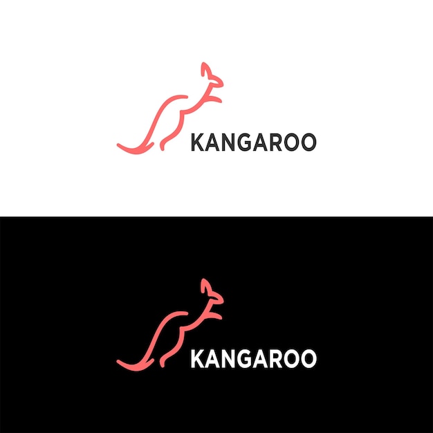 Kangoeroe lijntekeningen uniek logo-ontwerp