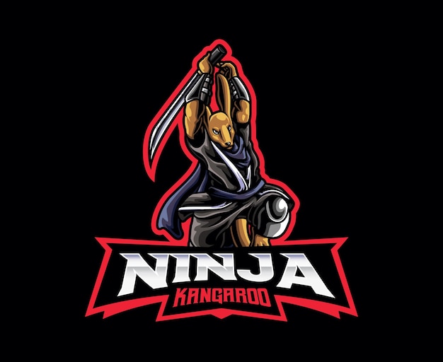 Kangoeroe ninja mascotte logo ontwerp