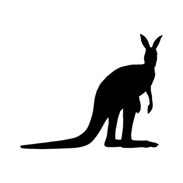 kangoeroe silhouet zwart geïsoleerd in witte achtergrond vectorillustratie