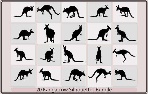 Kangoeroe vector silhouetcollectie van kangoeroe silhouet kangoeroe silhouetSet silhouetten van