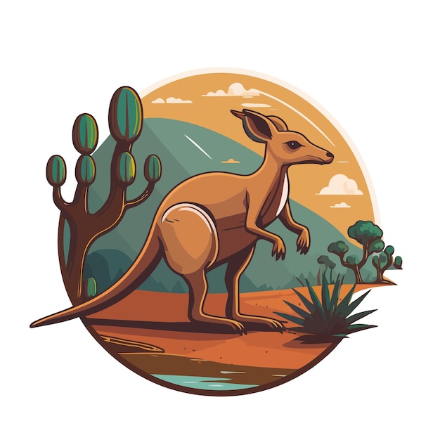 Kangoeroe wallaby Australische dieren wild karakter logo vector illustratie