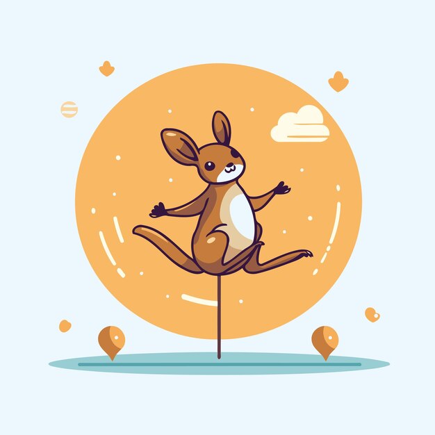 Vector kangoeroe zit op een boom vector illustratie in cartoon stijl