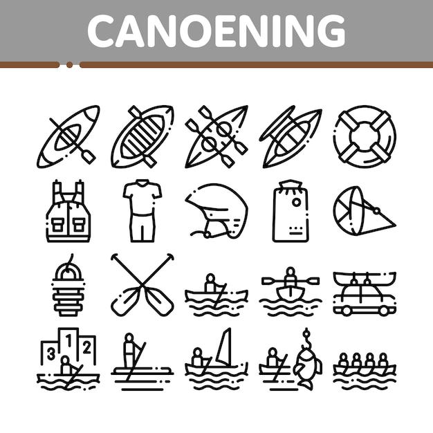 Kanovaren collectie elementen Icons Set