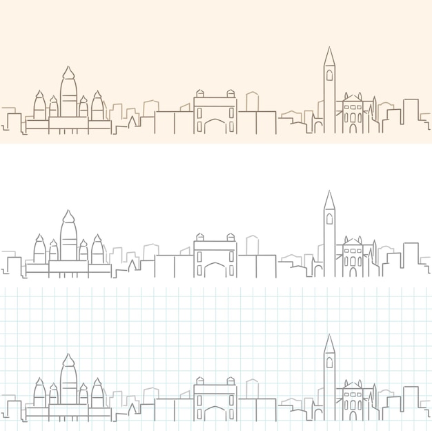 Vector kanpur hand drawn profile skyline