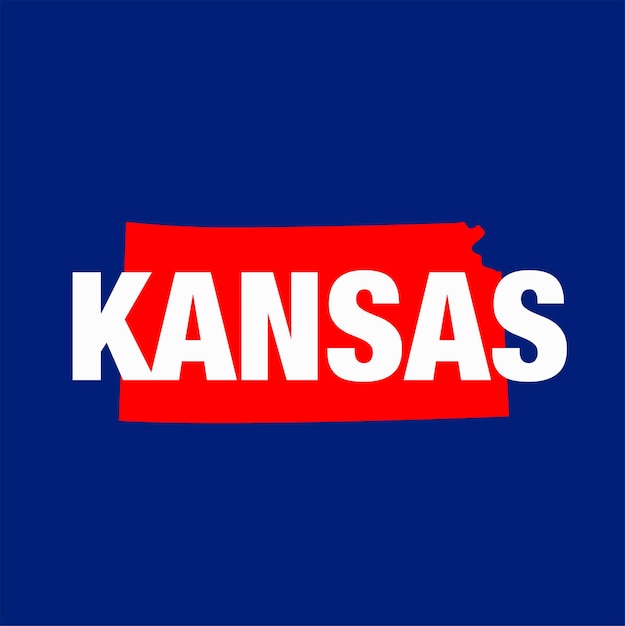 Kansas map typography vector illustration