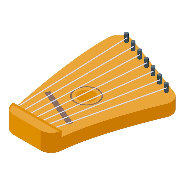 Vector kantele gusli icon isometric vector music instrument folk violin