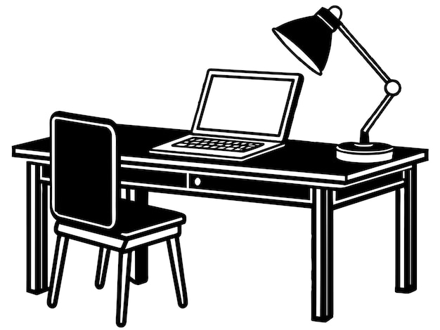 kantoor bureau met laptop en lamp