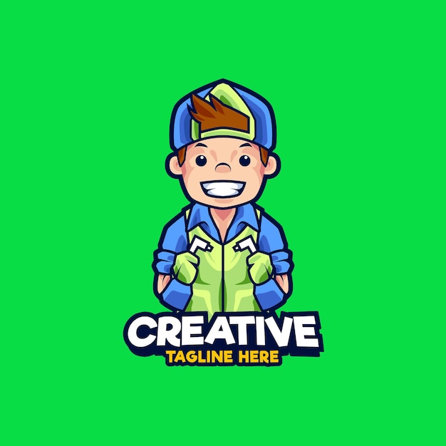 Vector kantoor schoonmaak assistent mascotte logo ontwerp illustratie