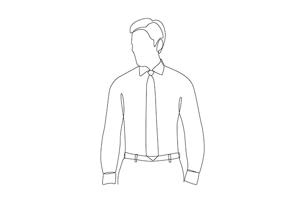 Kantoorman in kantooruniform met stropdas Professioneel werk beroep en uniform minimalistisch concept Continuous line draw design grafische vector illustratie