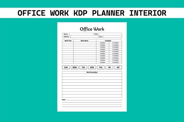 Vector kantoorwerk kdp planner interieur