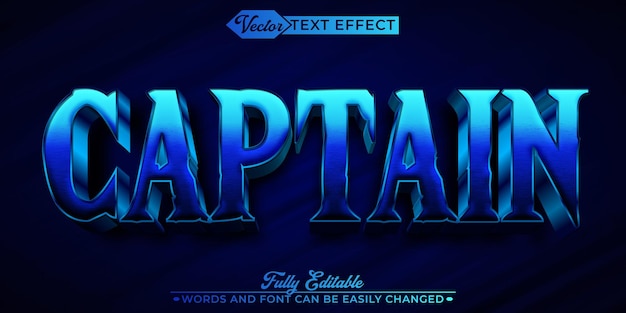 Kapitein Blauwe Vector bewerkbare tekst-effect sjabloon