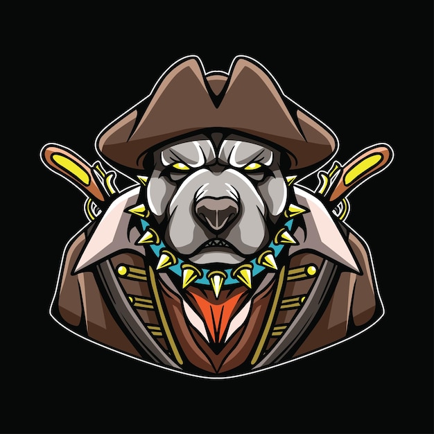 Kapitein bulldog piraat logo illustratie
