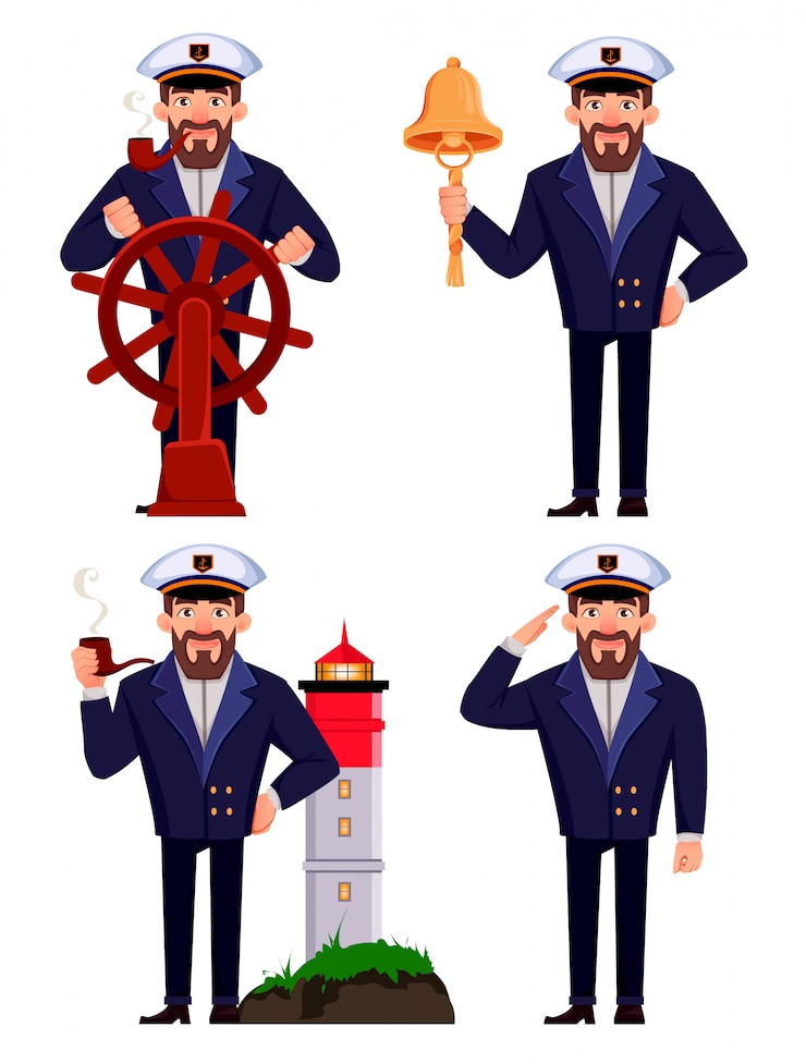 Vector kapitein van het schip in professioneel uniform