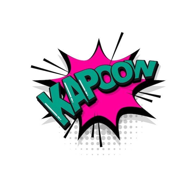 Kapow comic text sound effects pop art style Vector speech bubble word cartoon