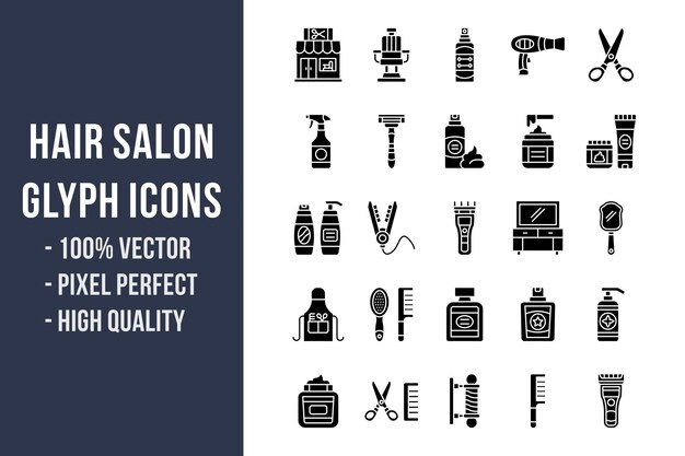 Vector kapsalon glyph pictogrammen