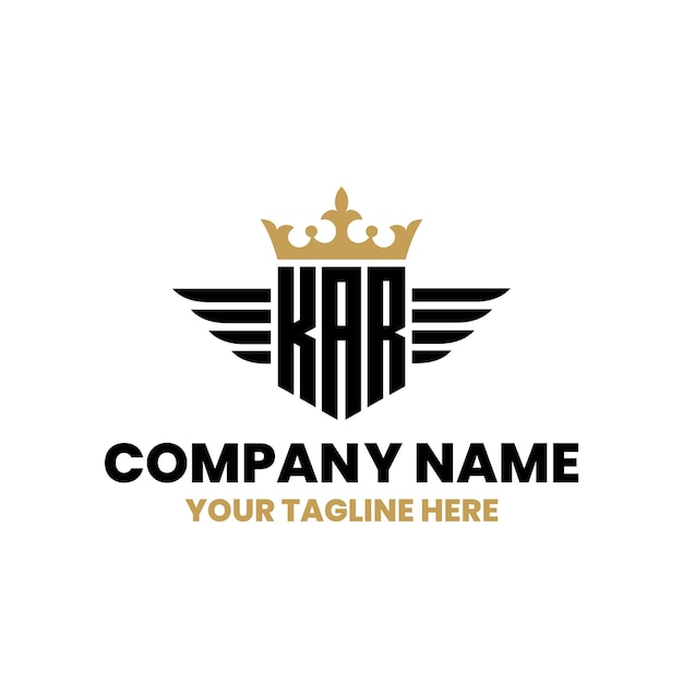 KAR initial letter with wing crown logo luxury logoluxury shield monogram logo design premium template vector
