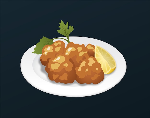 벡터 karaage 일본식 프라이드 치킨 일러스트