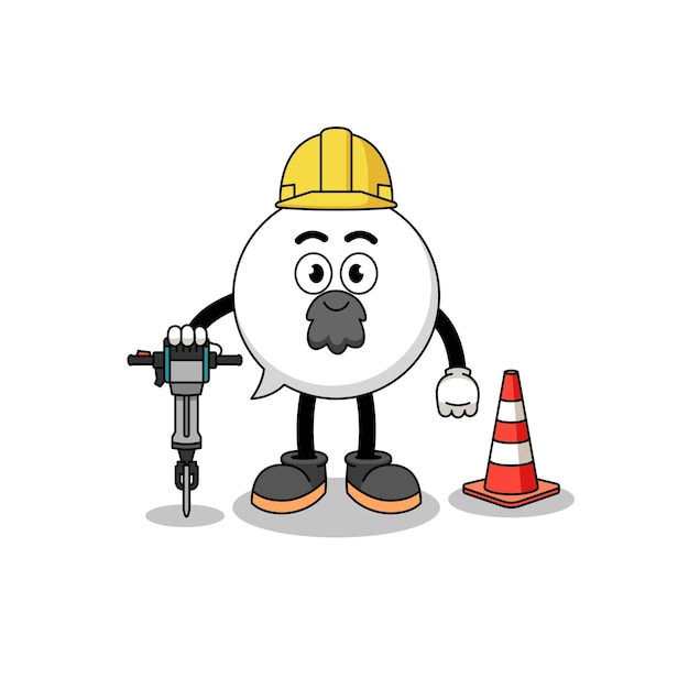 Karakter cartoon van tekstballon bezig met wegenbouw