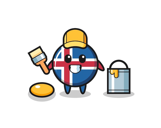 Karakter illustratie van de vlag van ijsland als schilder