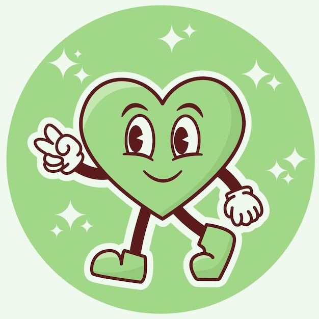Vector karakter in groovy stijl vector grappige hart karakter vector illustratie