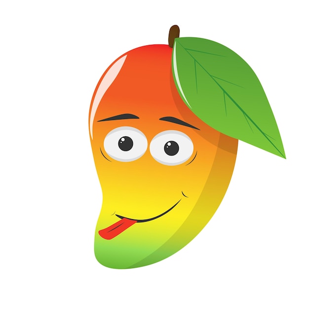 Vector karakter mango rijp fruit geïsoleerd op witte achtergrond gekleurde cartoon voor clip art illustratie vector