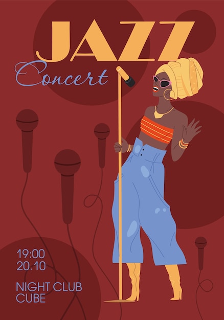 Vector karakter muziekband, jazz, rock, blues stijlvolle banner poster web online concept.