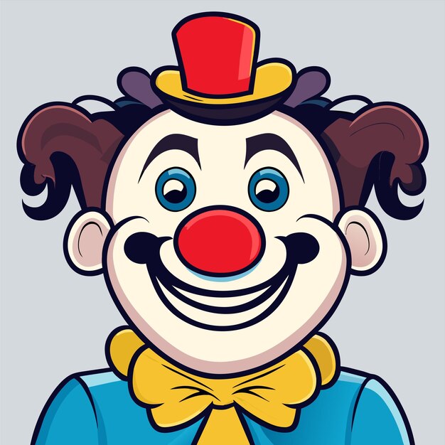 Karakter van een clown die op een wielbike rijdt, met de hand getekend, plat, stijlvol, cartoon sticker, icoonconcept geïsoleerd