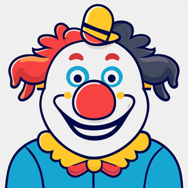 Vector karakter van een clown die op een wielbike rijdt, met de hand getekend, plat, stijlvol, cartoon sticker, icoonconcept geïsoleerd
