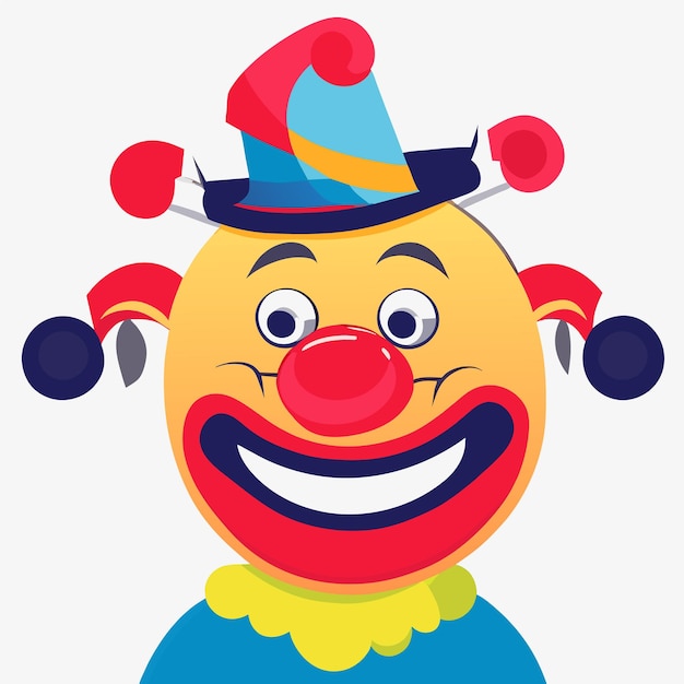 Karakter van een clown die op een wielbike rijdt, met de hand getekend, plat, stijlvol, cartoon sticker, icoonconcept geïsoleerd