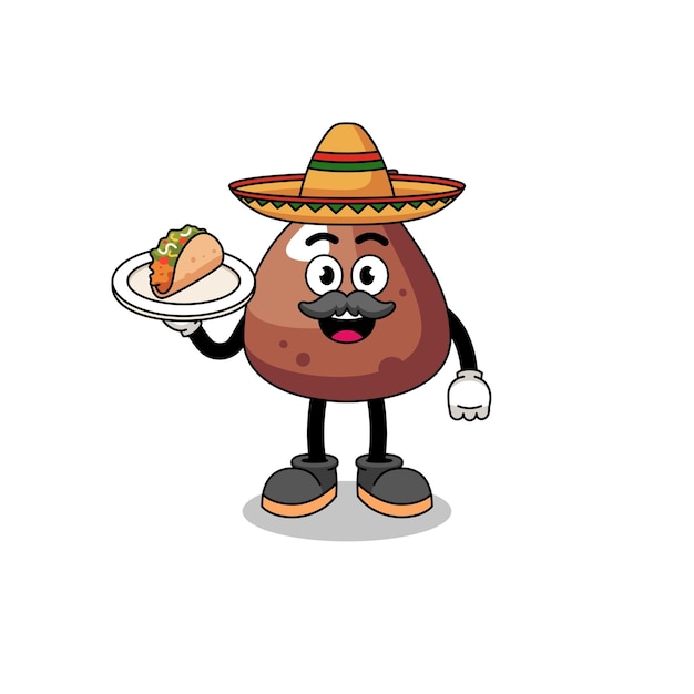 Karakterbeeldverhaal van choco-chip als Mexicaanse chef-kok