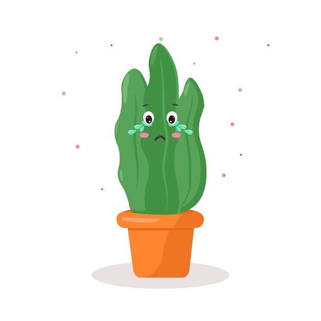 Karaktercactus in een pot kawaii-emoties