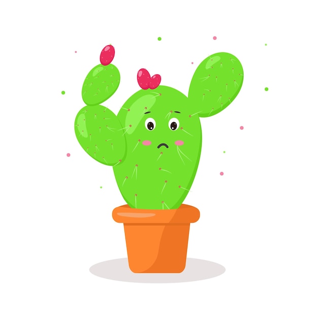 Karaktercactus in een pot kawaii-emoties