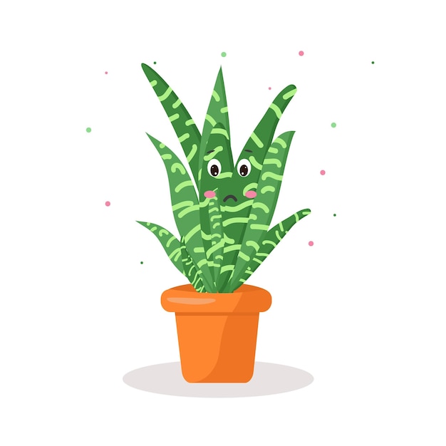 Karaktercactus in een pot kawaii-emoties