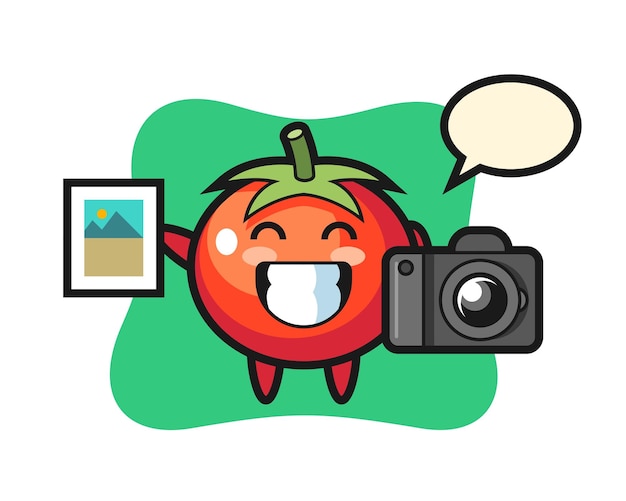 Karakterillustratie van tomaten als fotograaf