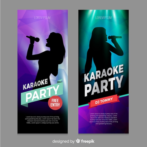 Karaoke banner sjabloon realistische stijl