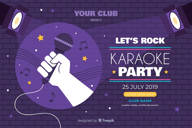 Vector karaoke banner template flat style