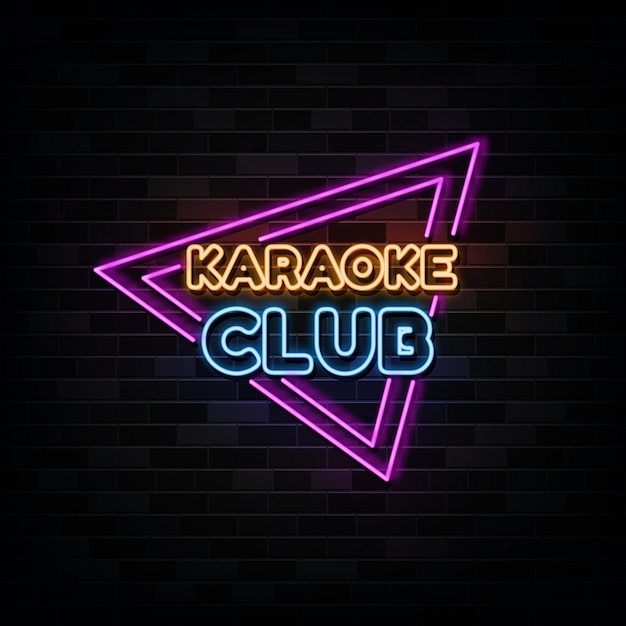 Karaoke club neon teken ontwerp element licht banner aankondiging neon uithangbord