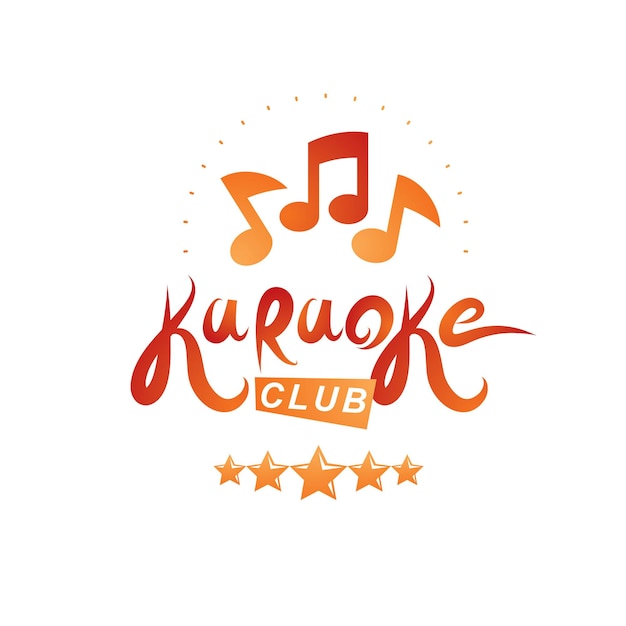 Векторная эмблема караоке-клуба, созданная с использованием музыкальных нот, элементов дизайна для оформления обложки листовок караоке-клуба.