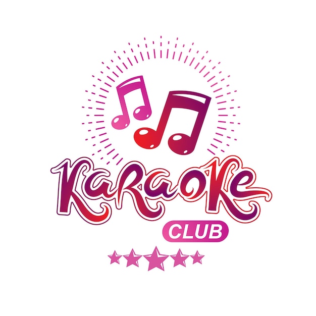 Vector karaoke club vector emblem created using musical notes, design elements for karaoke club flyers cover design.