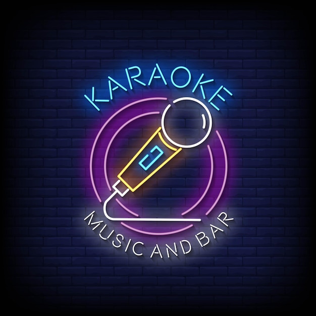 Karaoke Muziek en bar Neonreclames Stijl Tekst Vector