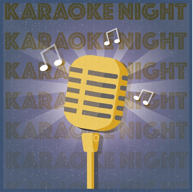 Karaoke nacht poster Vintage poster met oude stijl gouden karaoke microfoon