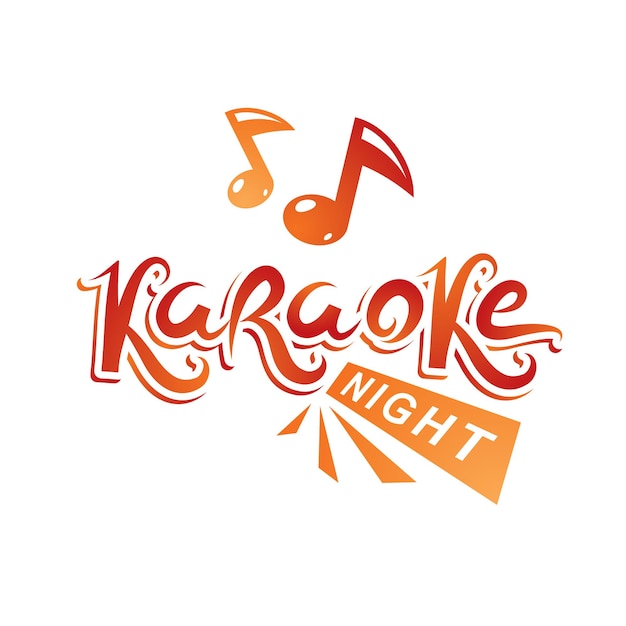 Karaoke night advertising flyer, vector poster composed using musical notes.