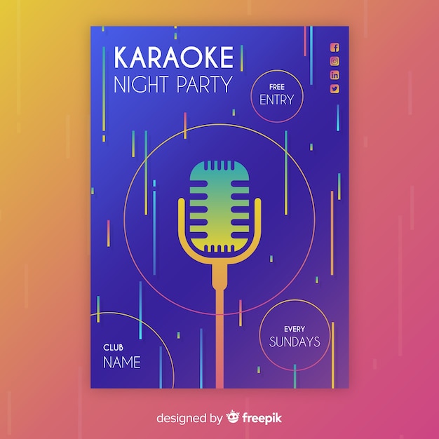 Karaoke night party poster or flyer template