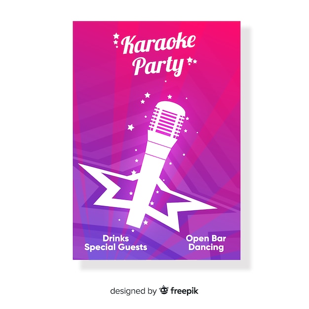 Modello di poster o flyer di festa di notte di karaoke