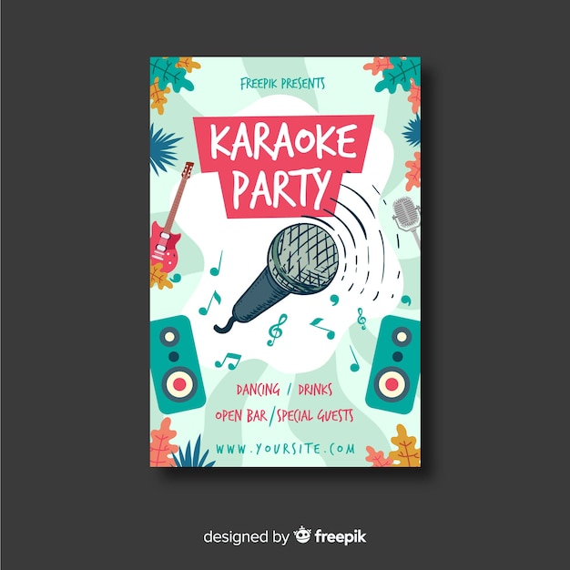 Karaoke night party poster or flyer template