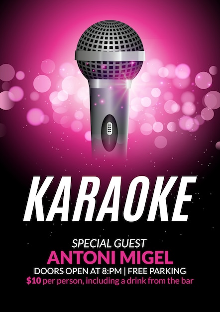 Karaoke partij uitnodiging poster ontwerpsjabloon. karaoke nacht flyer ontwerp. muziek stem concert