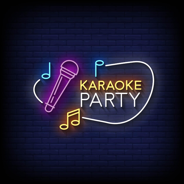 Karaoke party neon signs style tekst vector